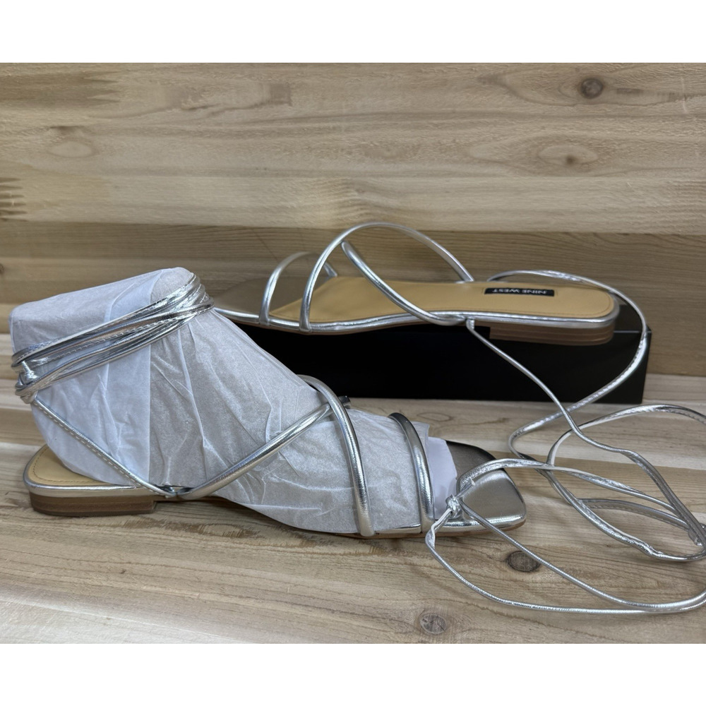 Sandals Nine West Silver Women's Size 8.5M - Picture 5 of 11